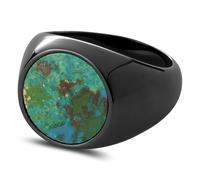 Lucleon Trendhim Anillo para hombre | Acero inoxidable plateado y crisocolla | Acero inoxidable 316L y piedra natural | Diseño danés | Acabado pulido | Acero/Verde, 49mm, Metal, Sin piedras preciosas