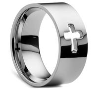 Lucleon Trendhim Ring Men | Acero inoxidable con acabado pulido | Diseño de cruz | Diseñado en Dinamarca | Forma plana | Acero, 49mm, Metal, Sin piedras preciosas