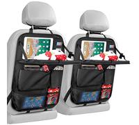 LUCMO Organizador para Coche, Protector de Asiento para Coche Kick Mats con Comedor Poseedor Bandeja, Multi-Bolsillo de Almacenamiento de Coche para iPad Tablet Botella Bebida Coche