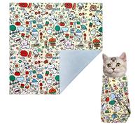 Lucxhcky Envoltura de aseo para gatos de retazos, 27.6 x 27.6 pulgadas, bolsa de sujeción ajustable para gatos de 20 libras, bolsa para recortar uñas, suministros de aseo para gatos (21.6 x 21.6