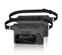 Lucxhcky Paquete de 2 bolsas impermeables con correa para la cintura, riñonera impermeable para natación, kayak, barco, surf, Black, Sencillo