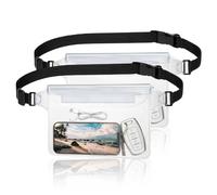 Lucxhcky Paquete de 2 bolsas impermeables con correa para la cintura, riñonera impermeable para natación, kayak, barco, surf, White, Sencillo