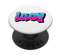 Lucy Graffiti Nombre Personalizado Azul Rosa Mujeres Niñas PopSockets PopGrip Adhesivo