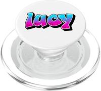 Lucy Graffiti Nombre Personalizado Azul Rosa Mujeres Niñas PopSockets PopGrip para MagSafe