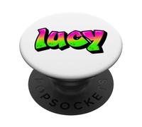 Lucy Graffiti Nombre Personalizado Verde Rosa Mujeres Niñas PopSockets PopGrip Adhesivo