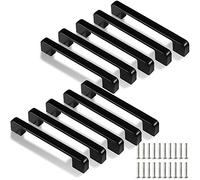 LUCY WEI 128mm Tiradores para muebles,Negro Aluminio Tirador para puerta de armario para cajones,armarios,armarios(10 Pcs)