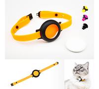 LucyBalu Collar de gato NEMO para AirTag* seguro, ligero, cómodo, con cierre de seguridad, correa de silicona compatible con el Apple AirTag, naranja neón