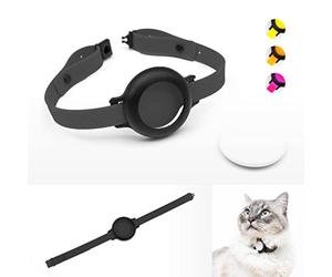 LucyBalu Collar de gato NEMO para AirTag* seguro, ligero, cómodo, con cierre de seguridad, correa de silicona compatible con el Apple AirTag, negro
