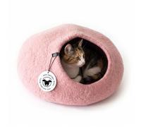 LucyBalu® Pebble - Cueva de fieltro 100% lana virgen, color rosa | Cueva para gatos de fieltro a mano, transpirable, resistente, de Nepal