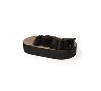 LucyBalu® SCRATCHBED Cama rascadora para gatos de cartón, cama de cartón, tabla rascadora ovalada XXL, redonda, cartón rascador, muebles rascadores, cartón rascador, juguete para rascar, color negro