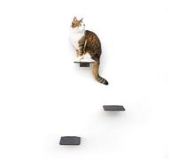 LucyBalu® Steps XL Escalera para gatos para pared interior y exterior, juego de 3 unidades, para gatos de hasta 10 kg, escalera para gatos, revestimiento antideslizante, 3 niveles, fijación a la