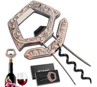 LUCYLANKER Abridor de Botellas de Vino, 3 en 1 Ah So Descorchador de Vino, Extractor de Corcho de Dos Puntas con Abridor de Botellas de Cerveza, Regalo para Conocedores de Vino (Rojo Cobre)
