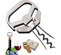 LUCYLANKER Abridor de Botellas de Vino, 3 en 1 Ah So Descorchador de Vino, Sacacorchos Vino Viejo con Funda de Piel Portátil, Abridor de Vino Dos Laminas, Regalo para Conocedores de Vino (clásico)