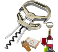 LUCYLANKER Ah So Abridor de Botellas de Vino, Sacacorchos para Vinos Antiguos con Funda de Piel Portátil, Extractor de Corcho de Dos Puntas, Regalo Ideal para Amantes & Conocedores de Vinos (Bronce2)