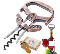 LUCYLANKER Ah So Abridor de Botellas de Vino, Sacacorchos para Vinos Antiguos con Funda de Piel Portátil, Extractor de Corcho de Dos Puntas, Regalo Ideal para Amantes & Conocedores de Vinos (Cobre1)
