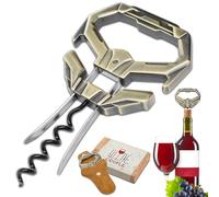 LUCYLANKER Ah So Abridor de Botellas de Vino, Sacacorchos para Vinos Antiguos con Funda de Piel Portátil, Extractor de Corcho de Dos Puntas, Regalo Ideal para Amantes & Conocedores de Vinos (Bronce3)