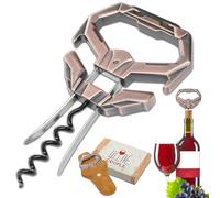LUCYLANKER Ah So Abridor de Botellas de Vino, Sacacorchos para Vinos Antiguos con Funda de Piel Portátil, Extractor de Corcho de Dos Puntas, Regalo Ideal para Amantes & Conocedores de Vinos (Cobre3)