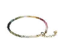 LUDAKE Pulsera de cuentas de cristal de turmalina de 2 mm con eslabones de mano únicos y delicados, apilables, joyería para mujer