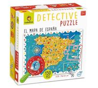 Ludattica 22181 - Detective Puzzle - Mapa de España, Rompecabezas Infantil Educativo 150 Piezas. Más 6 años