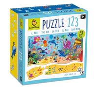 Ludattica - Puzzle 123 Il Mare - Puzzle 25 pezzi bambini 3+ - Due giochi in uno - Dimensione 50 x 35 cm - Made in Italy