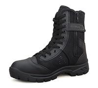 LUDEY Botas Militares Hombre con Cremallera Lateral Ligeras Botas Tácticas Transpirables para Moto y Senderismo, Negras, SN-307 B-Negro, 46 EU