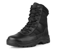 LUDEY Botas Militares Tácticas de Seguridad para Hombre con Cremallera Lateral Cómodas Botas Policía y Combate Diseño de Desierto Negro 39EU