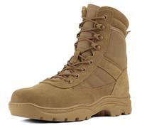 LUDEY Botas Militares Tácticas de Seguridad para Hombre con Cremallera Lateral Cómodas Botas Policía y Combate Diseño de Desierto Marrón 46EU