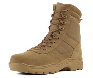 LUDEY Botas Militares Tácticas de Seguridad para Hombre con Cremallera Lateral Cómodas Botas Policía y Combate Diseño de Desierto Marrón 46EU