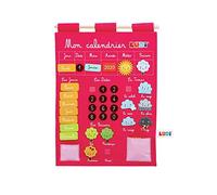 Ludi 2095 - Calendario Educativo de Tela para Colgar, Color Rosa [Importado de Francia]