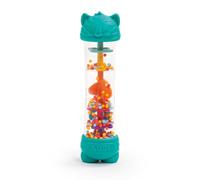 LUDI - Bastón de Lluvia para bebé - Juguete sensorial sonoro y Visual - Bolas Coloridas - Efecto Lluvia calmante - Zona Texturizada Dentición - A Partir de 6 Meses - 20 cm