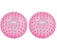 LUDI - Bola de Masaje Rosa - Despertar Sensorial para bebé a Partir de 6 Meses - Puntas tiernas - Estimulación, Destreza y Coordinación - 100% PVC - Lavable - Ø 20 cm - Alivia los Dientes y favorece
