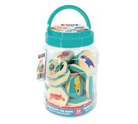 LUDI - Memoria de baño - 2 en 1 - Juego de Montaje de Pares de Animales y Rompecabezas - a Partir de 18 Meses - 24 Piezas de Espuma Impermeable - Tarro de Almacenamiento Incluido - Tema Marino