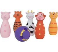 Ludi - Set di 5 birilli a forma di gatto + 1 pallina - Un giocattolo in plastica morbida per sviluppare la destrezza e le capacità motorie - A partire dai 10 mesi di età