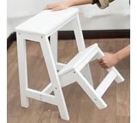 LUDIST Taburete de Escalada para Interiores, Taburete de Madera, Silla de Escalera Plegable, taburetes pequeños de 2 escalones, Banco de Zapatos/Estante de Flores, peldaño de Cocina, Escalera de se