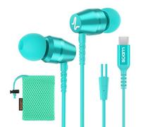 LUDOS OMNITONE Auriculares USB C con Micrófono, Garantía de 5 años, Auriculares Tipo C con Cable para iPhone 16 15 Pro MAX Plus Samsung Galaxy S24 S23 S22 Ultra S21 FE S20 A53 A54, iPad Pro - Turquesa