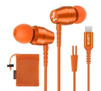 Ludos OMNITONE Auriculares USB C con Micrófono, Garantía de 5 años, Auriculares Tipo C con Cable para iPhone 16 15 Pro MAX Plus Samsung Galaxy S24 S23 S22 Ultra S21 FE S20 A53 A54, iPad Pro - Naranja