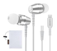 Ludos OMNITONE Auriculares USB C con Micrófono, Garantía de 5 años, Auriculares Tipo C con Cable para iPhone 16 15 Pro MAX Plus Samsung Galaxy S24 S23 S22 Ultra S21 FE S20 A53 A54, iPad Pro - Blanco