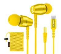 LUDOS OMNITONE Auriculares USB C con Micrófono, Garantía de 5 años, Auriculares Tipo C con Cable para iPhone 16 15 Pro MAX Plus Samsung Galaxy S24 S23 S22 Ultra S21 FE S20 A53 A54, iPad Pro - Amarillo