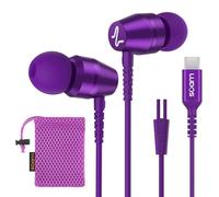 Ludos OMNITONE Auriculares USB C con Micrófono, Garantía de 5 años, Auriculares Tipo C con Cable para iPhone 16 15 Pro MAX Plus Samsung Galaxy S24 S23 S22 Ultra S21 FE S20 A53 A54, iPad Pro - Violeta