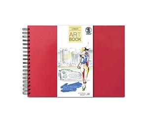 Ludwig Bähr Ursus 25210022 - Libro de Arte Creme, 200g/m2 con encuadernación en Espiral, Tapa Dura Repelente al Agua en Rojo rubí, Protege Las Obras de Arte y los bocetos Hechos a Mano.