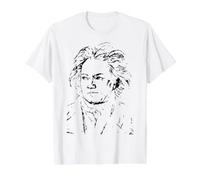 Ludwig Van Beethoven Compositor Música Clásica Pianista Arte Camiseta gráfica económica, Hombre, Blanco, L