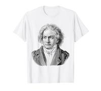 Ludwig Van Beethoven Compositor Música Clásica Pianista Arte Camiseta gráfica económica, Hombre, Blanco, L