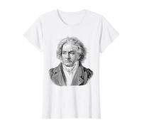 Ludwig Van Beethoven Compositor Música Clásica Pianista Arte Camiseta gráfica económica, Mujer, Blanco, L