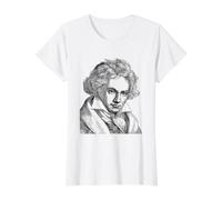 Ludwig Van Beethoven Compositor Música Clásica Pianista Arte Camiseta gráfica económica, Mujer, Blanco, L