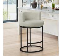 LUE BONA Taburete de Bar con Respaldo, 66 cm de Altura Silla Giratoria - Silla de Bar de Metal con Asiento de Cuero Sintético, Silla de Bar Moderna para Cocina, Mostrador, Gris Claro-Cuero Artificial