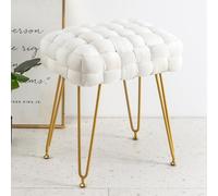 LUE BONA Terciopelo Taburete Rectangular Otomano,Taburete de Terciopelo con 4 Piernas Antideslizantes Metálicas para Vestidores,Dormitorios,Tocadores,Beige