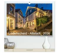 Lüdenscheid - Die Altstadt 2026 (hochwertiger Premium Wandkalender 2026 DIN A2 quer), Kunstdruck in Hochglanz: Die ältesten Häusern mit mit der Kamera zur blauen Stunde fotografiert