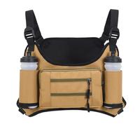 Lueear Paquete de pecho | Chaleco deportivo para correr, bolsa de almacenamiento con múltiples bolsillos | Bolsa de pecho de viaje ajustable para escalada en roca, senderismo, Khaki, Refer to
