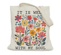 LUERHUI Christian Gifts - Bolsa de mano para mujer, diseño floral religioso para la iglesia, está bien con mi alma