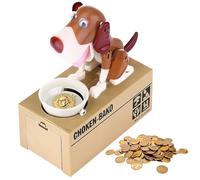 LUFEIS Hucha de Juguete de Perro Hambriento Comiendo, Hucha Contadora de Monedas, Huchas Originales para Niños, Perro Caja de Ahorro de Dinero, Huchas Automatica Perr Roba la Moneda de Dinero (Marrón)
